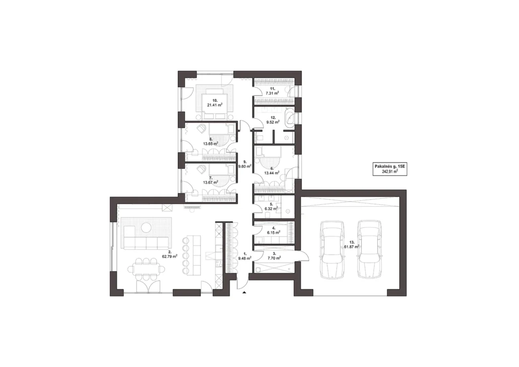 Profesionalus buto išplanavimo brėžinys ir 2D vizualizacija – BOVI Studio